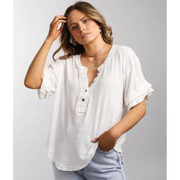 NWOT Free People Heritage Henley, Medium, White, OB1281381 - Picture 1 of 14